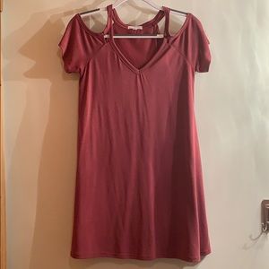 Dark rose cold-shoulder dress